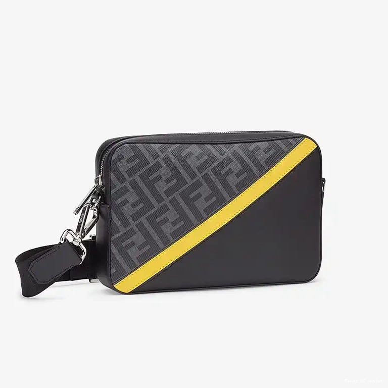 Cheap FF Yellow Compact Black Motif Case In Fabric Camera Fendi 0409 HOT SALE